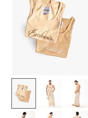 Set 2 Evolution Embroidered Beige Tank Top